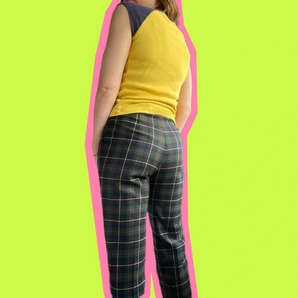 Vintage Escada Wool Plaid Pants - Picture 3 of 10